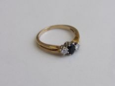 9ct gold, sapphire & diamond ring, size Q, weight 2.8gms. Estimate £130-150