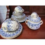 Late 19th c Royal Worcester blue and white part tea set, Reg 164673 approx 30 pieces. Est 40-60