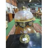 Brass table lamp with tasselled glass shade, height 57cms. Est £10-20