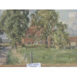 Framed oil on canvas of farmhouse & trees signed C H Bagniolli (Maidenhead College Royal Society