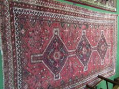 Red ground Middle-Eastern rug, 252 x 157cms. Estimate £20-30