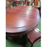 Chinese style hardwood extendable table c/w one leaf together with 4+2 matching chairs, 157 (