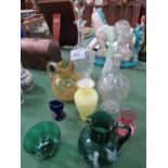 9 assorted glass items including Mary Gregory enamel. Est 10-20