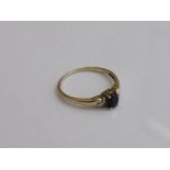 9ct gold, black stone & diamond ring, size U½, weight 1.8gms. Estimate £25-35