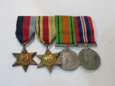 WWII medal set on bar including The African Star. Estimate £35-45