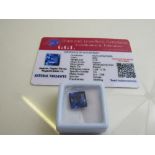 Square cut blue tanzanite, weight 9.10ct with certificate. Estimate £40-50