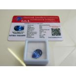 Pear cut loose blue tanzanite, 8ct with certificate. Estimate £40-50