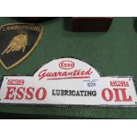 2 metal advertising plaques, Lamborghini and Esso Oil. Est 20-30