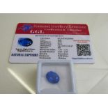 Oval cut loose blue sapphire, 5.75ct with certificate. Estimate £40-50