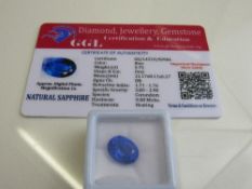 Oval cut loose blue sapphire, 5.75ct with certificate. Estimate £40-50