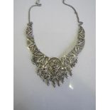 Large Middle Eastern silver filigree necklace. Estimate £22-25