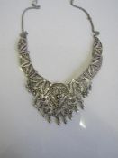 Large Middle Eastern silver filigree necklace. Estimate £22-25