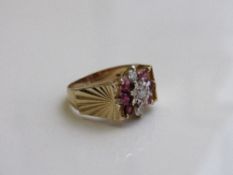 9ct gold ruby & diamond ring, size K, weight 3.5gms. Estimate £100-120