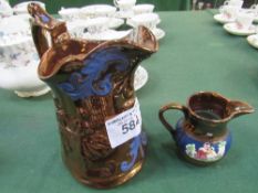 2no copper lustre jugs. Est 10-20