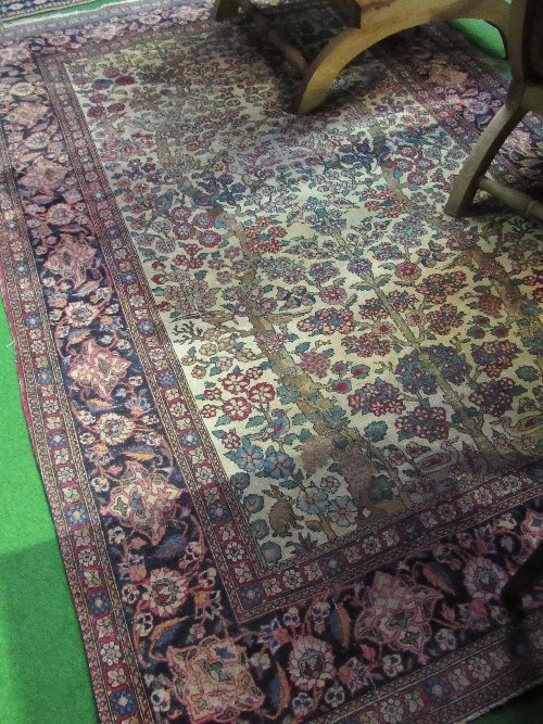 Fawn ground rug, 216 x 138cms. Estimate £20-30