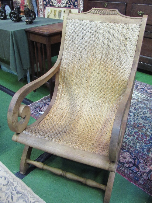 A pair of Indonesian hardwood & cane 'lazy chairs'. Estimate £80-100 - Image 2 of 5