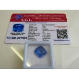 Cushion cut loose blue sapphire, 7.90ct with certificate. Estimate £40-50