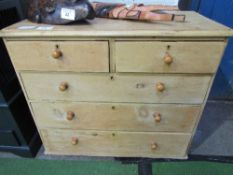 Old pine chest of 2 over 3 drawers, 96 x 45 x 82cms. Estimate £20-40