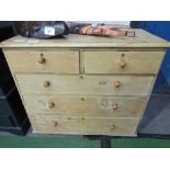 Old pine chest of 2 over 3 drawers, 96 x 45 x 82cms. Estimate £20-40