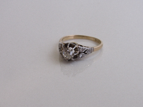 18ct gold & platinum old cut diamond ring, approx 0.5 carat of diamonds, size M, weight 2.7gms. - Image 3 of 4