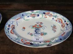 2 Crescent china 'Geneva' meat plates, 49 x 39.5cms together with a willow pattern meat place