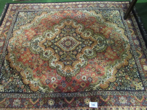 Coral ground with medallion rug, 170 x 130. Estimate £10-20
