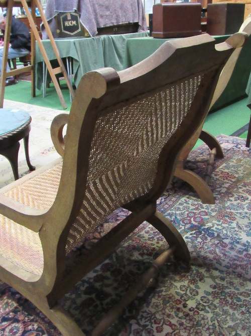 A pair of Indonesian hardwood & cane 'lazy chairs'. Estimate £80-100 - Image 5 of 5