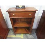 Small mahogany open bookcase with drawer above, 66 x 30 x 96cms. Estimate £20-40