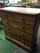 Victorian mahogany chest of 2 over 3 graduated drawers, with bun handles, 104 x 49 x 112cms.