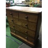 Victorian mahogany chest of 2 over 3 graduated drawers, with bun handles, 104 x 49 x 112cms.