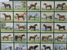 Framed & glazed 25 Players cigarette cards of various breeds of horse. Estimate £5-10