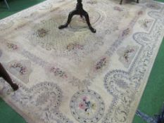 Fawn ground carpet, 310 x 225cms. Estimate £20-30