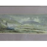 Framed & glazed watercolour of Lower Town, Fishguard by Glyn Herd & a framed & glazed watercolour of