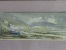 Framed & glazed watercolour of Lower Town, Fishguard by Glyn Herd & a framed & glazed watercolour of