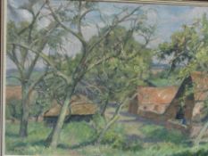 Framed oil on canvas by C H Bagniolli, 'Orchard'. Estimate £20-40