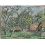 Framed oil on canvas by C H Bagniolli, 'Orchard'. Estimate £20-40
