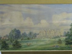 Framed & glazed watercolour in a gilt frame of a country house, signed by the artist. Estimate £20-