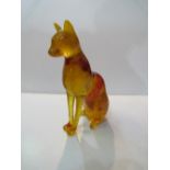 Amber coloured figurine of a seated cat a/f. Est 20-40