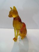 Amber coloured figurine of a seated cat a/f. Est 20-40