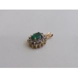 9ct gold, emerald & diamond pendant, weight 1.5gms. Estimate £160-180