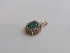 9ct gold, emerald & diamond pendant, weight 1.5gms. Estimate £160-180