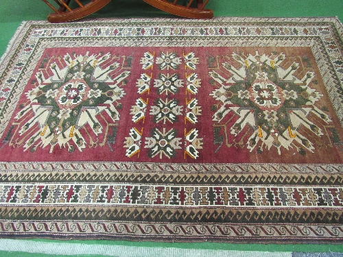 Dark red ground Turkish rug, 240 x 160cms. Estimate £20-30 - Image 2 of 2