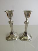 Pair of hallmarked silver candlesticks, Chester 1927, height 17.5cms. Estimate £50-80