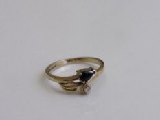 9ct gold, diamond & black stone ring, size N, weight 2.1gms. Estimate £30-50