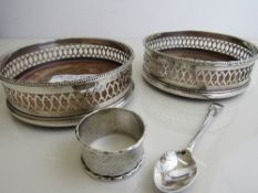 2 silver hallmarked coasters, London 1965, by C J Vander Ltd, diameter 12.5cms. Estimate £30-40