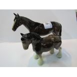 Beswick Bay horse Ht 20cms and a Beswick shire horse Ht 15cms. Est 20-30