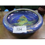 2 pieces of Crown Devon dark red lustre ware (1 a/f) & blue Devon Lustrine Fieldings 'Royal