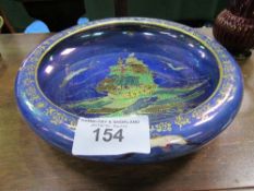 2 pieces of Crown Devon dark red lustre ware (1 a/f) & blue Devon Lustrine Fieldings 'Royal