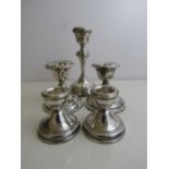 2 pairs short hallmarked silver candlesticks, and 1 other silver candlestick. Est 20-30