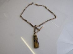 9ct watch chain with a tortoiseshell type attachment, weight 25.3gms. Estimate £200-250